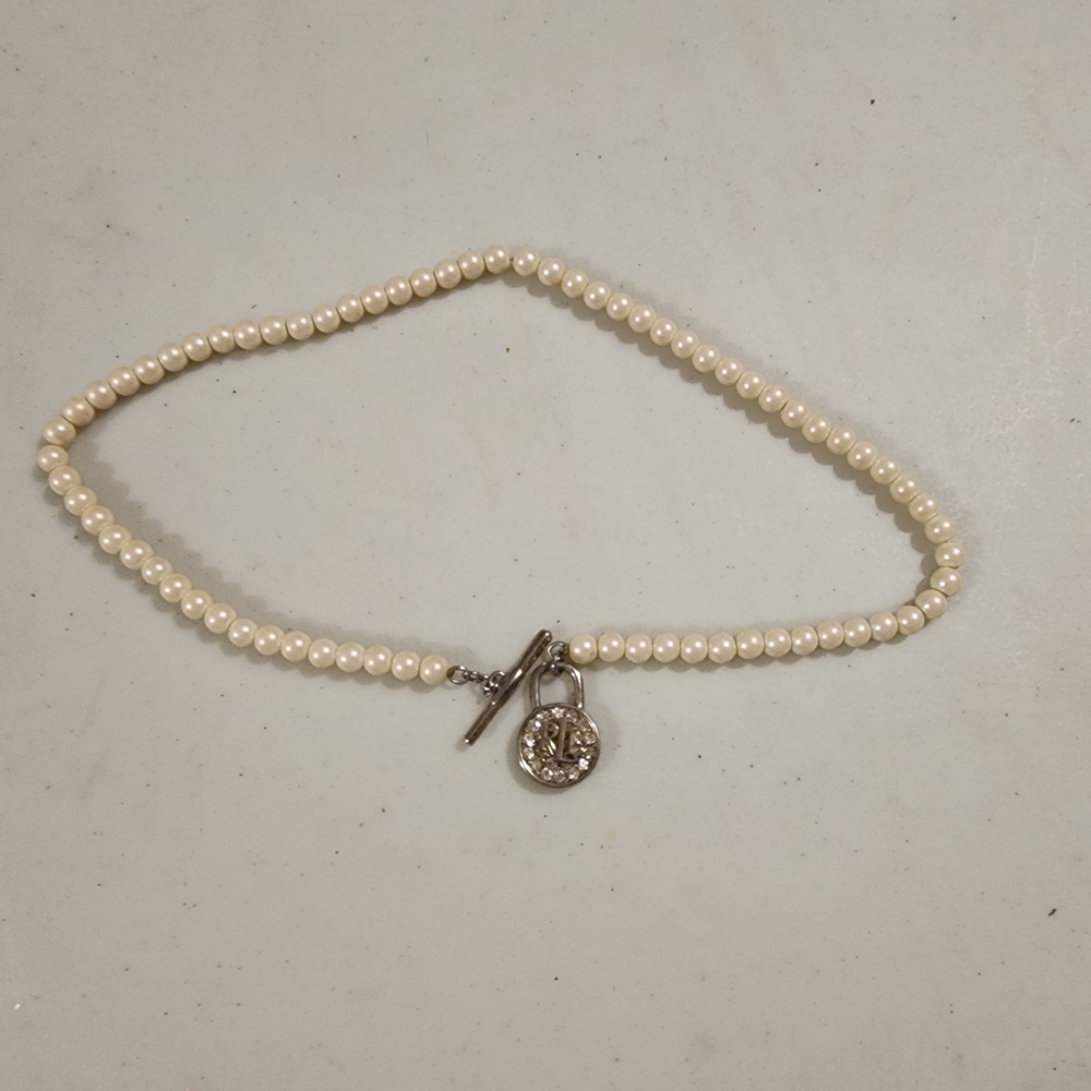 Ralph Lauren Cream Pearl Necklace with Silver Pendant